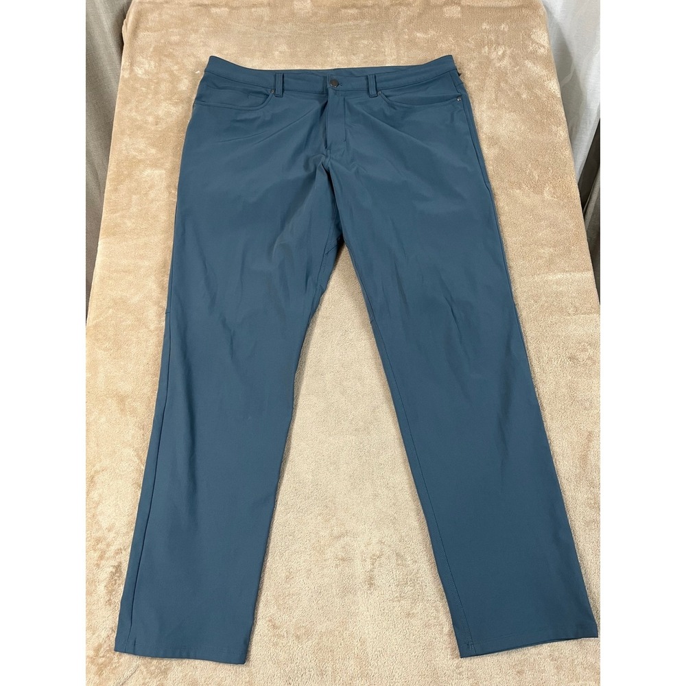 Lululemon ABC Skinny-Fit Warpstreme Pant Men's 40(41) Blue Cotton Polyester EUC